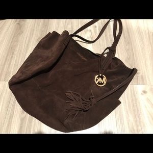 Micheal Kors suede dark brown leather tote